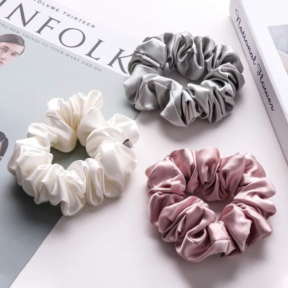 Silk Scrunchies Pack Natural Mulberry 22 Momme Elastic Hair Ties for Women Girls main image 6
